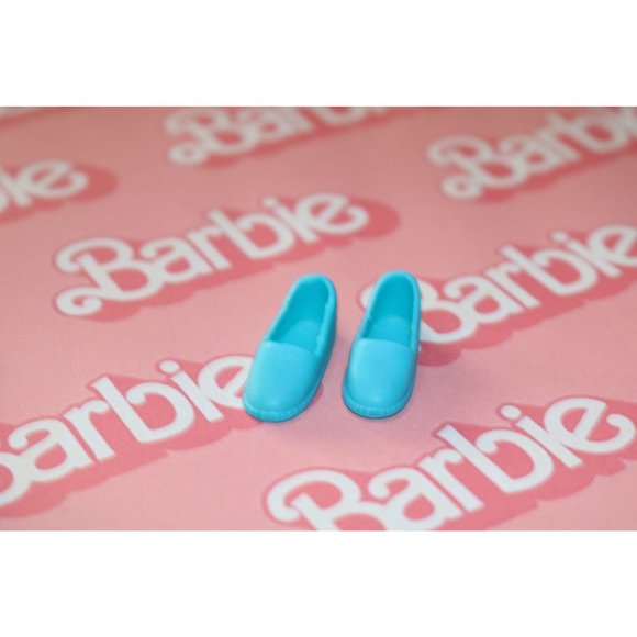 VTG 1990's MATTEL BARBIE | SKIPPER AQUA BLUE FLAT SLIP-ON SHOES PLASTIC - Picture 1 of 2